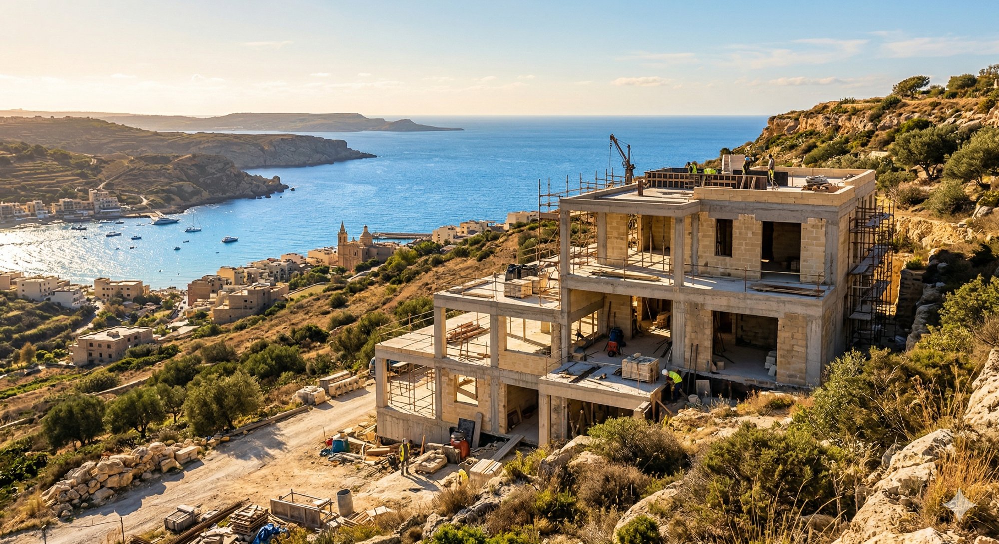 Shell form villa Malta — before fit-out