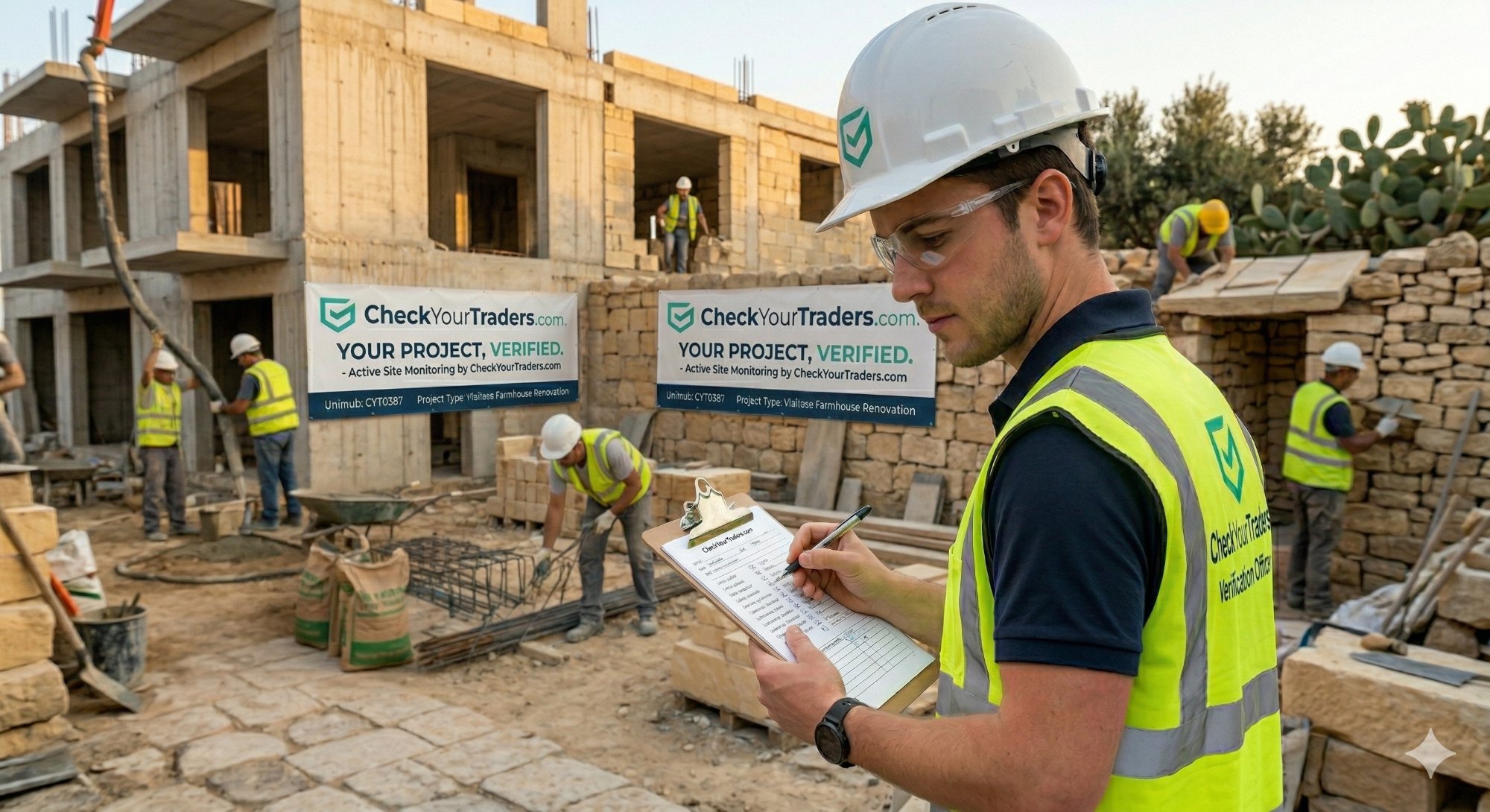 CheckYourTraders.com Verification Officer on a Maltese shell form site — Your Project, Verified